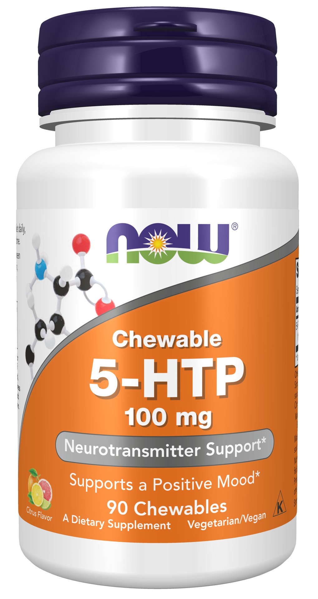 slide 1 of 4, NOW 5-HTP 100 mg - 90 Chewables, 90 ct