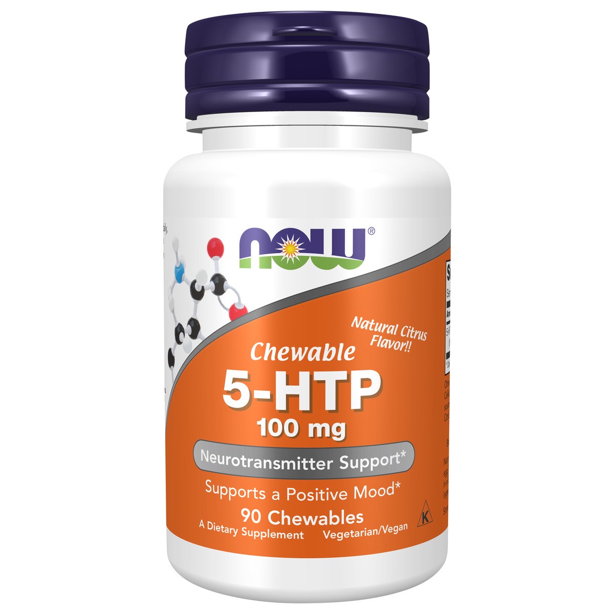 slide 1 of 4, NOW 5-HTP 100 mg - 90 Chewables, 90 ct