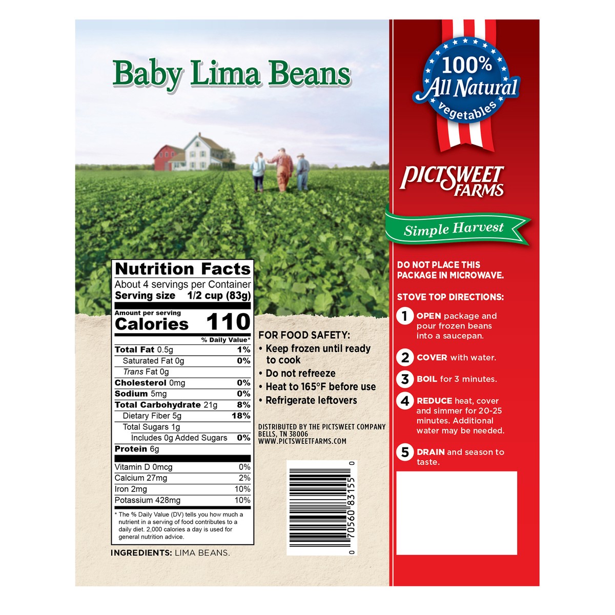 slide 2 of 3, PictSweet Lima Beans, 12 oz