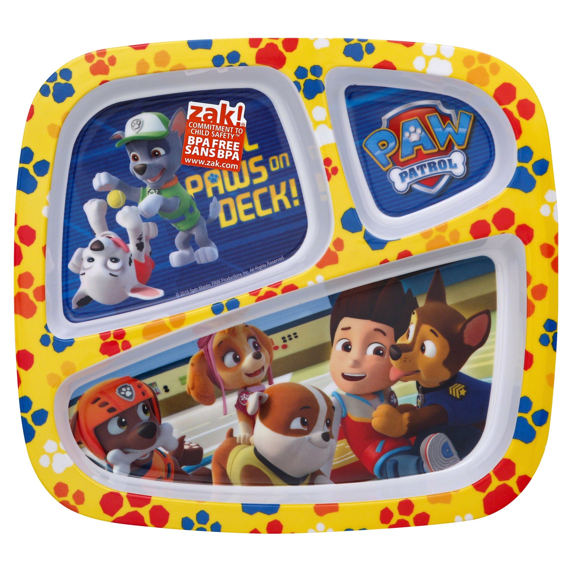 slide 1 of 1, Zak! Designs Paw Patrol 3 Section Plate, 1 ct