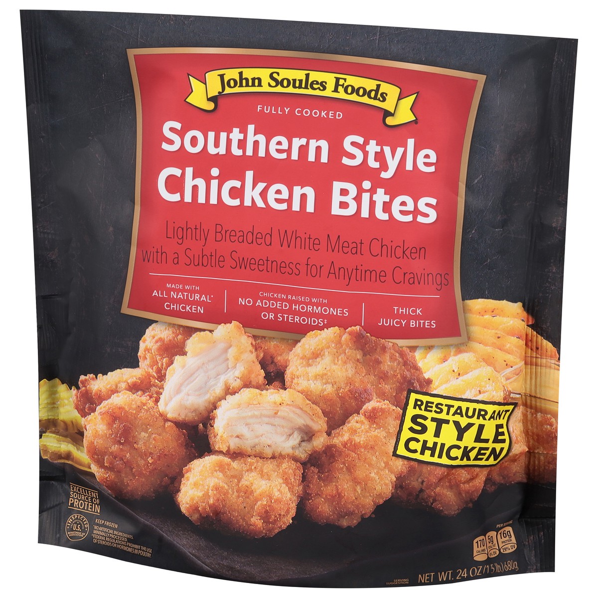 slide 2 of 9, John Soules Foods Southern Style Chicken Bites 24 oz, 24 oz