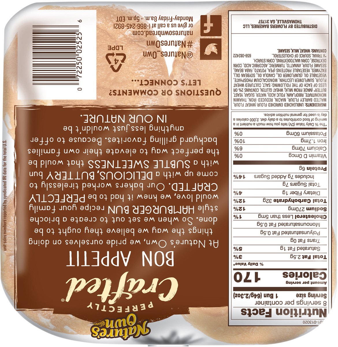 slide 4 of 14, Nature's Own Perfectly Crafted Brioche Style Hamburger Buns, Non-GMO Sandwich Buns, 8 Count, 8 ct; 18 oz