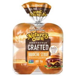 Nature's Own Perfectly Crafted Brioche Style Hamburger Buns, Non-GMO Sandwich Buns, 8 Count