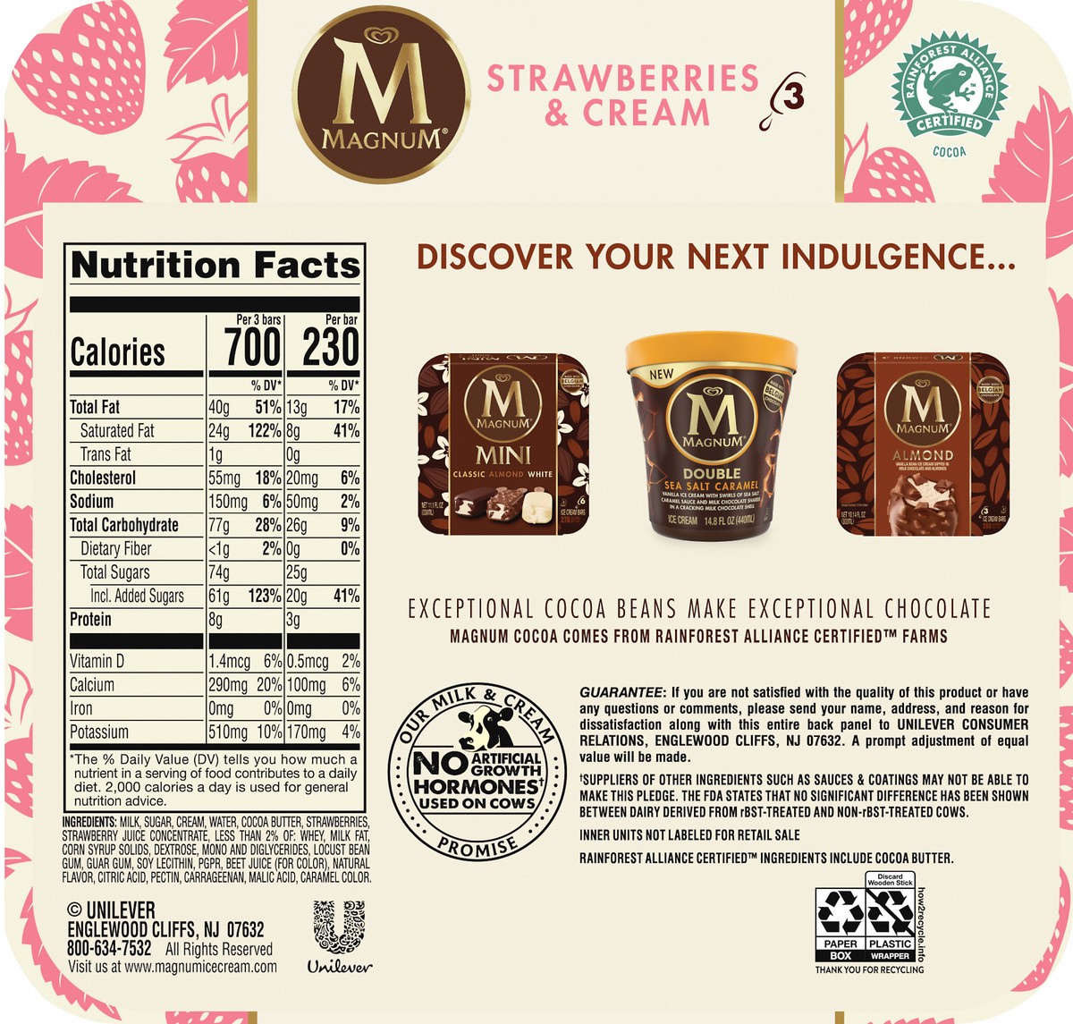 slide 2 of 4, Magnum Ice Cream Bar Strawberries and Cream, 9.12 oz, 3 Count, 9.12 oz