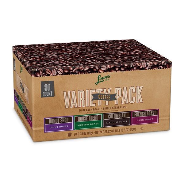 slide 1 of 1, Lowes Foods Coffee Variety Pack Single-Serve Cups- 80 ct, 80 ct
