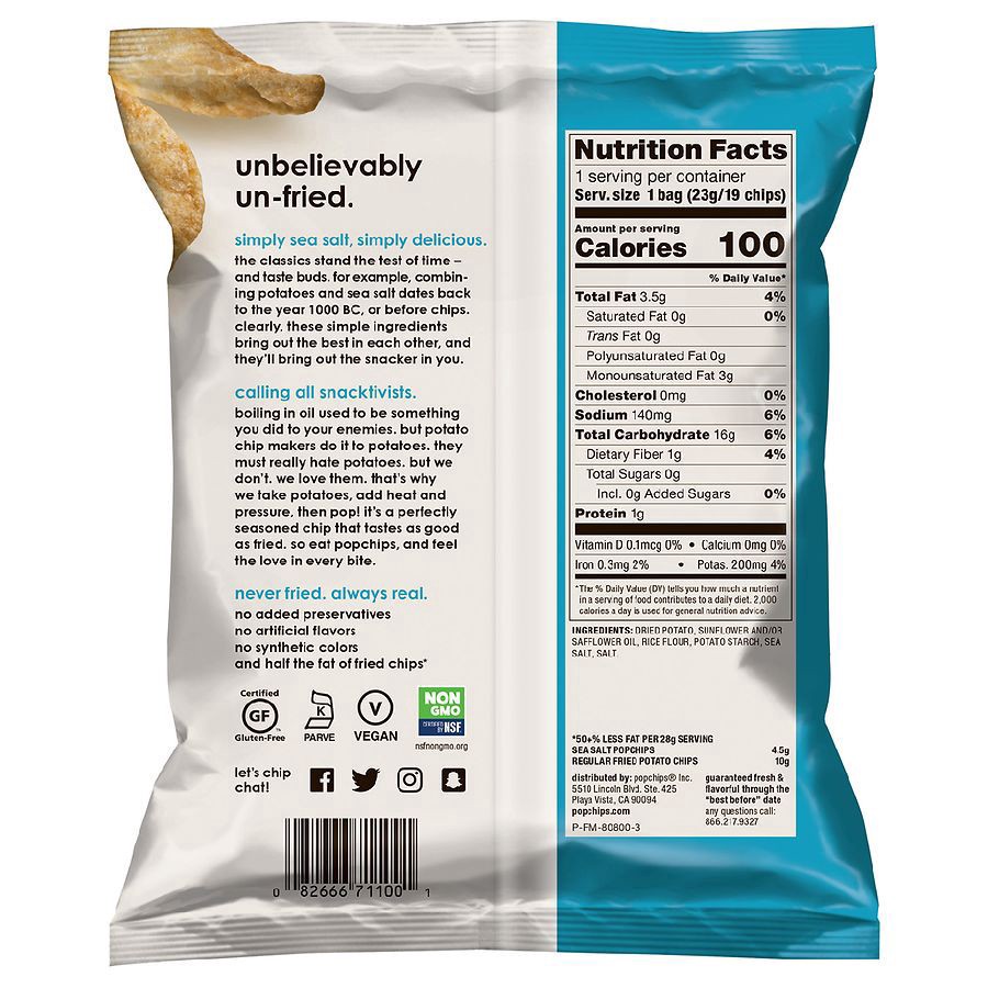 slide 2 of 2, popchips Sea Salt Potato, 0.8 oz