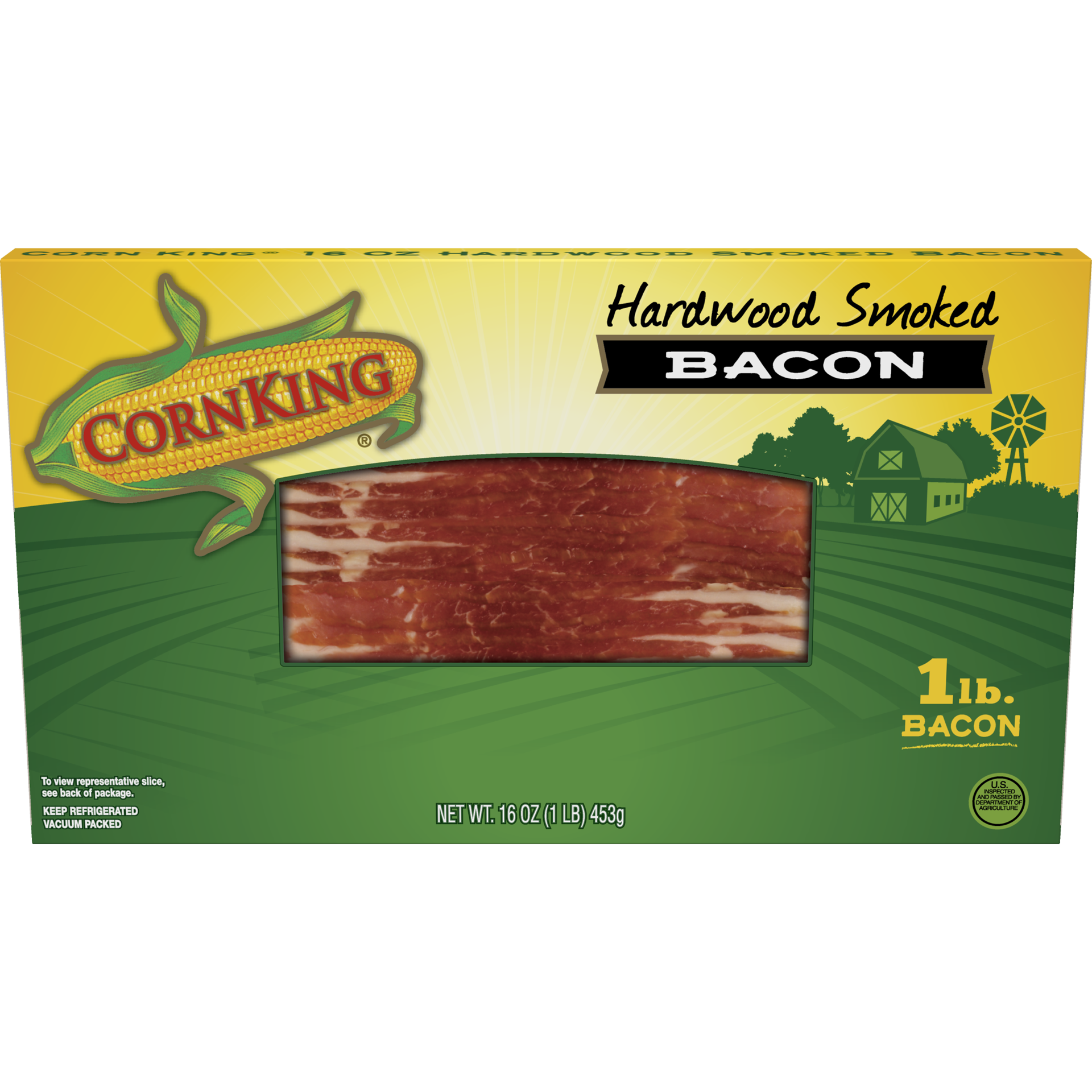 slide 1 of 13, CORN KING Hardwood Smoked Bacon, 453.59 g