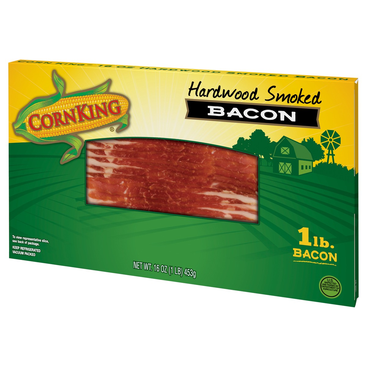 slide 2 of 13, CORN KING Hardwood Smoked Bacon, 453.59 g