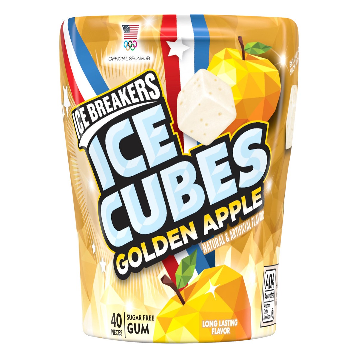 slide 1 of 5, Ice Breakers Ice Cubes Sugar Free Golden Apple Gum 40 ea, 40 ct