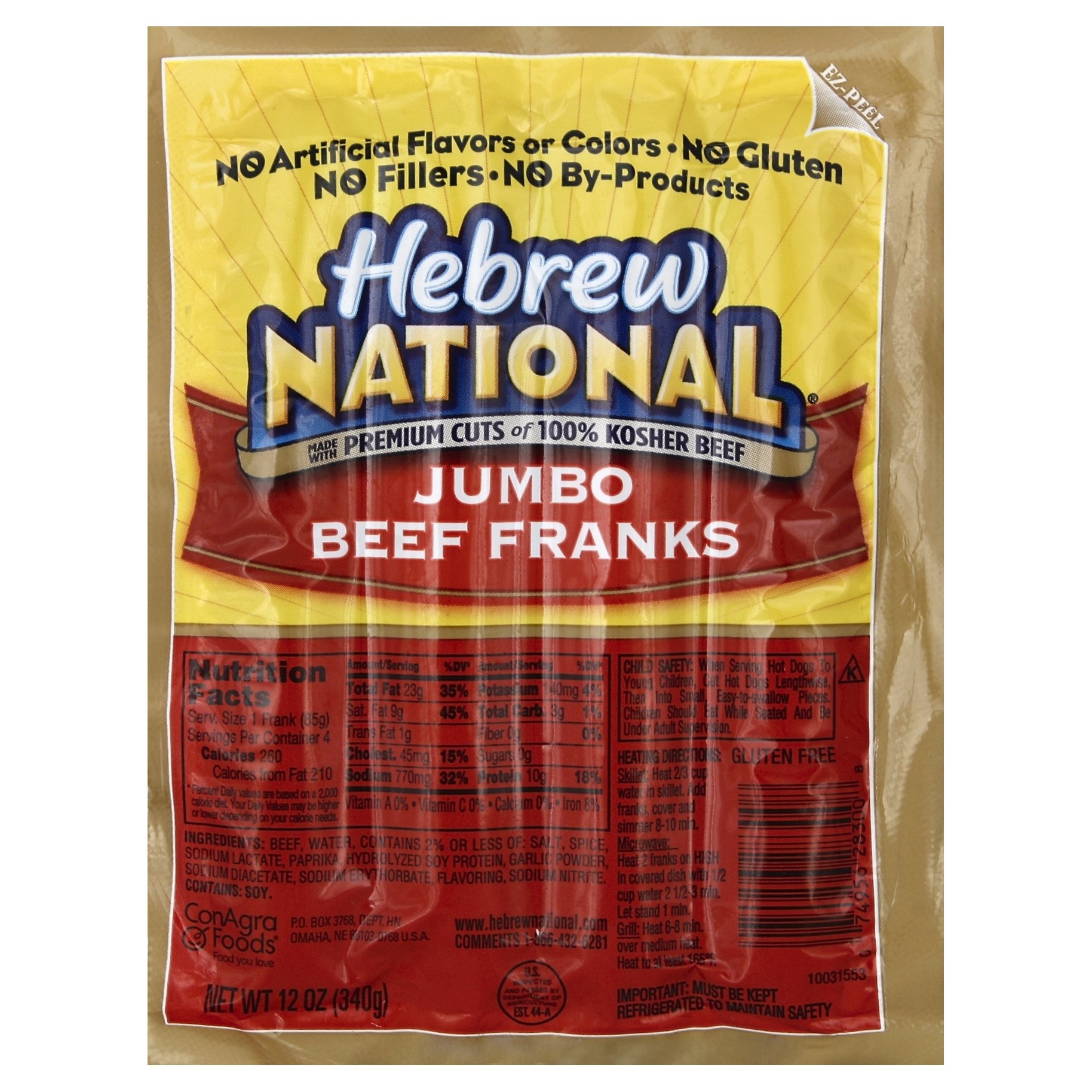 slide 1 of 2, Hebrew National Jumbo Beef Franks, 12 oz
