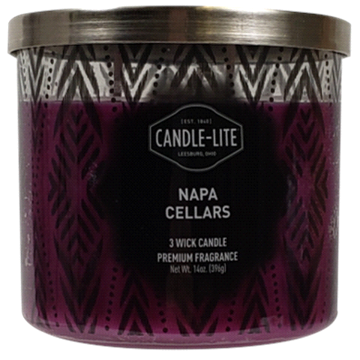 slide 1 of 1, Candle-Lite Napa Cellars 3-Wick Candle - Purple, 14 oz