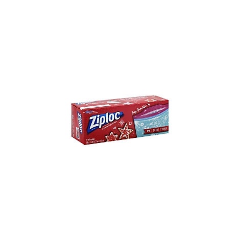 slide 1 of 1, Ziploc Seal Top Bags Storage Quart Holiday, 24 ct