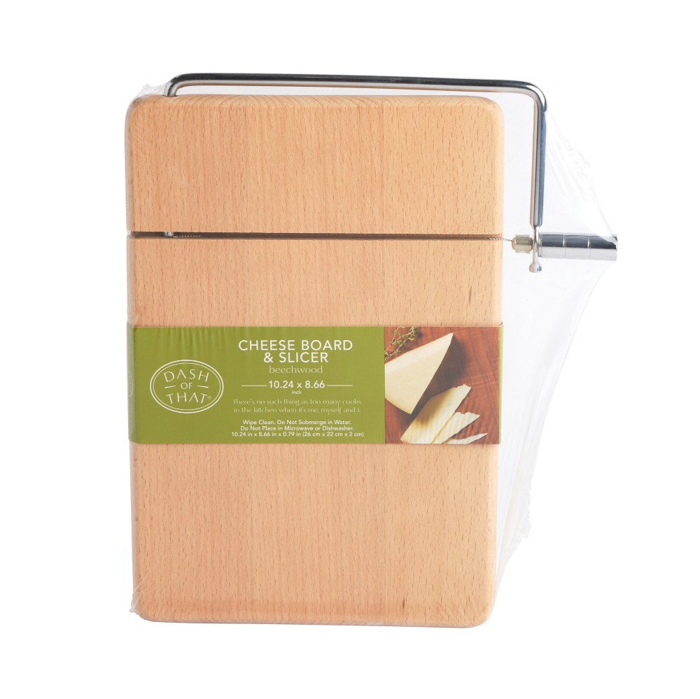 slide 1 of 2, Dash Of That Beechwood Cheese Board & Slicer, 1 ct