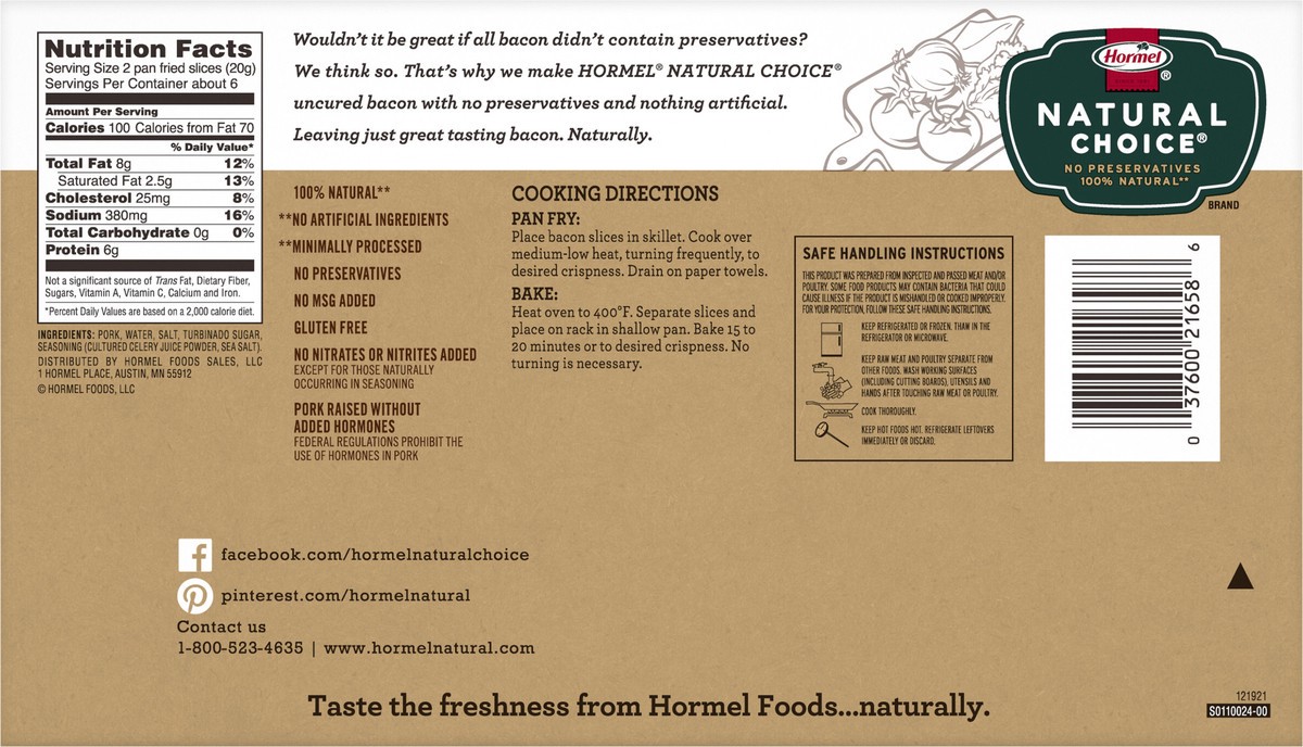 slide 8 of 9, HORMEL NATURAL CHOICE Bacon, 12 oz