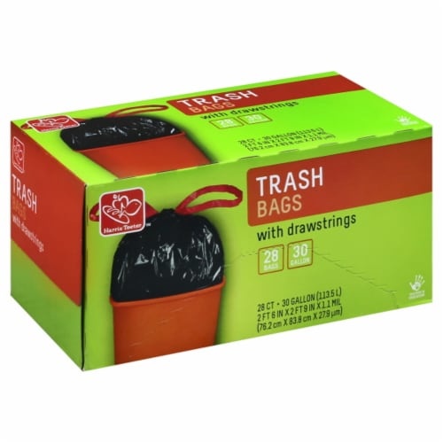 slide 1 of 5, Harris Teeter Drawstrng Trash Bag, 28 ct