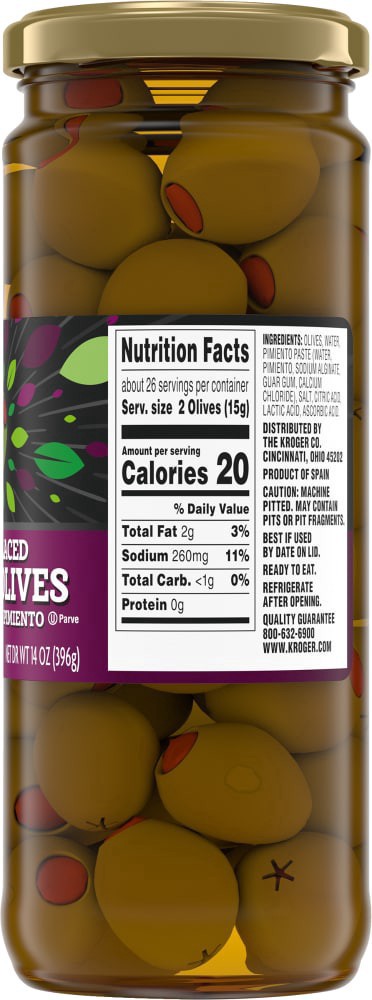 slide 4 of 6, Kroger Queen Olives Stuffed With Pimiento, 14 oz
