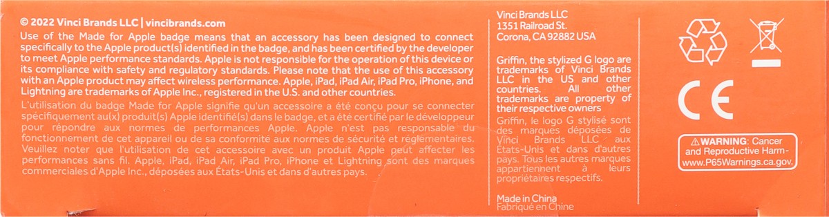 slide 6 of 9, Griffin Bros. 6 Inches (1.8 m) Charge/Sync Cable with Lightning & USB-C Connector 1 ea, 1 ct