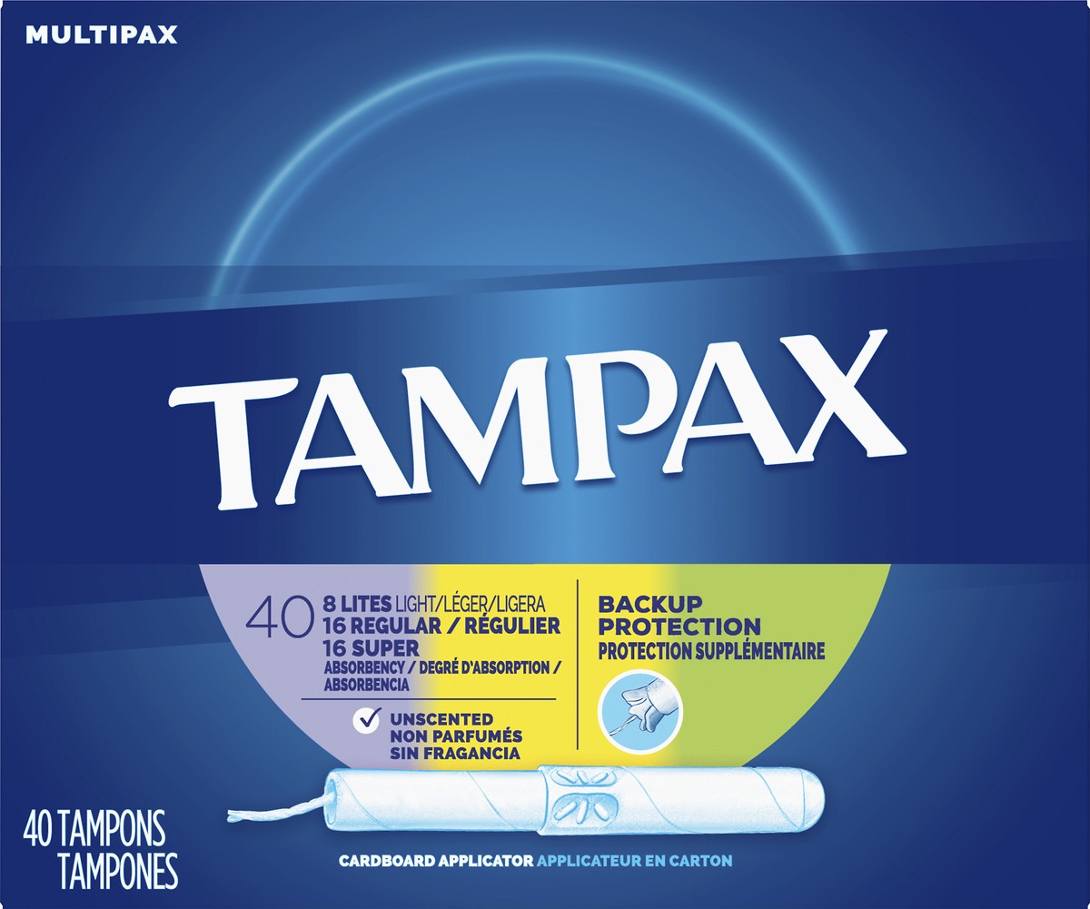 slide 2 of 2, Tampax Reg/Spr/Lt Multi-Pack Tampons, 40 ct