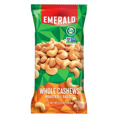 slide 1 of 1, Emerald Whole Cashews Roasted & Salted, 2.5 oz