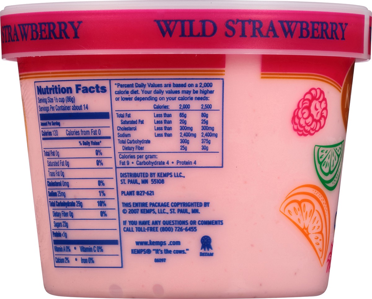slide 4 of 11, Kemps Fat Free Wild Strawberry Sherbet, 1.69 qt