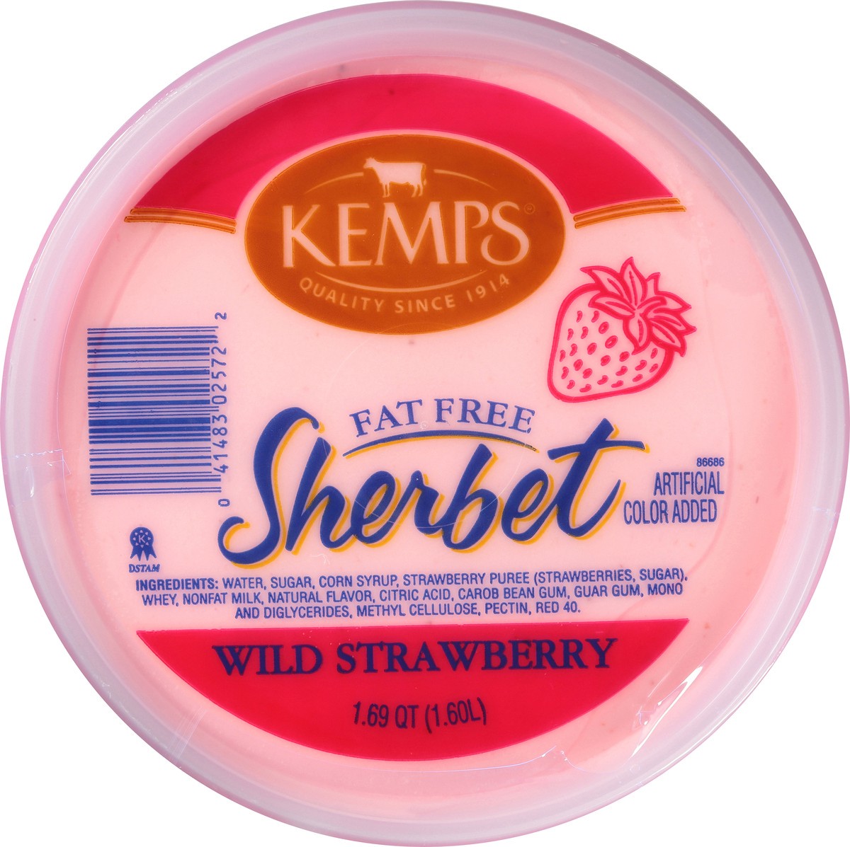 slide 6 of 11, Kemps Fat Free Wild Strawberry Sherbet, 1.69 qt