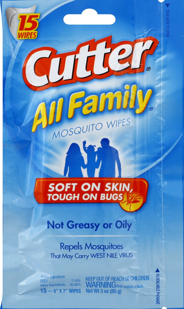 slide 2 of 2, Cutter All Family Mosquito Wipes, 15 ct