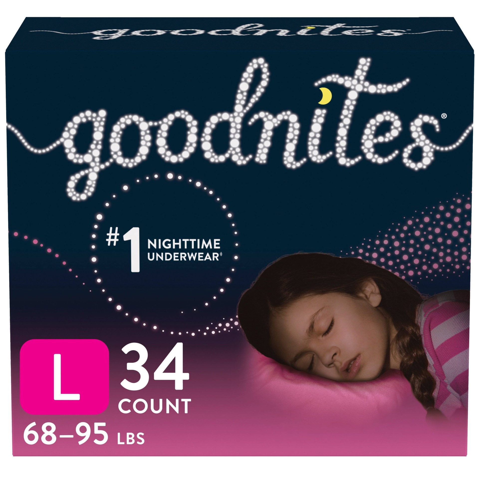 slide 1 of 3, GoodNites Bedtime Bedwetting Underwear For Girls, L-XL, 34 ct