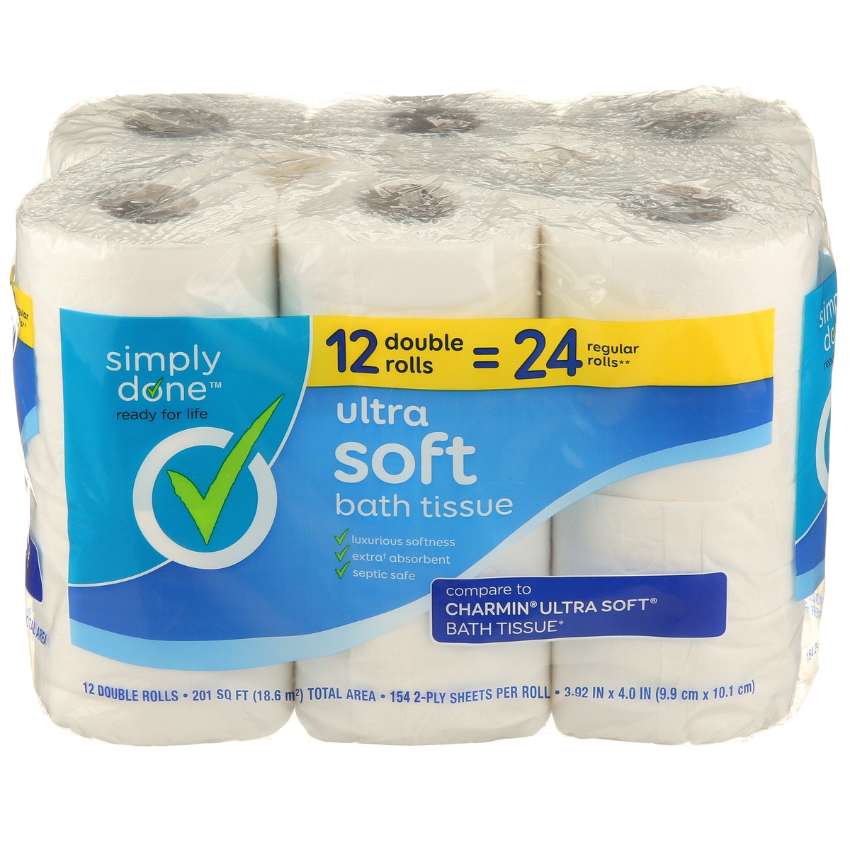 slide 1 of 1, Simply Done Ultra Soft Double Roll Bath Tissue, 12 ct