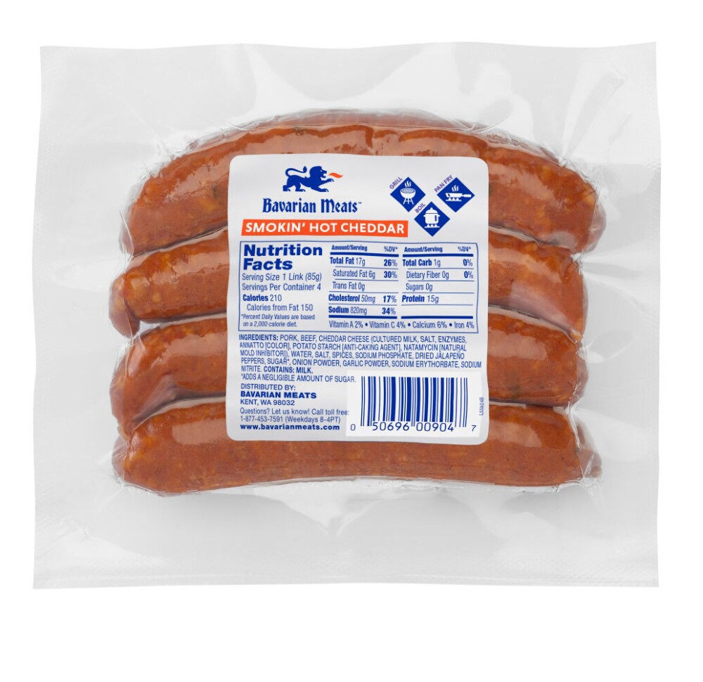 slide 2 of 2, Bavarian Meats Smokin' Hot Cheddar Sausage Links, 12 oz