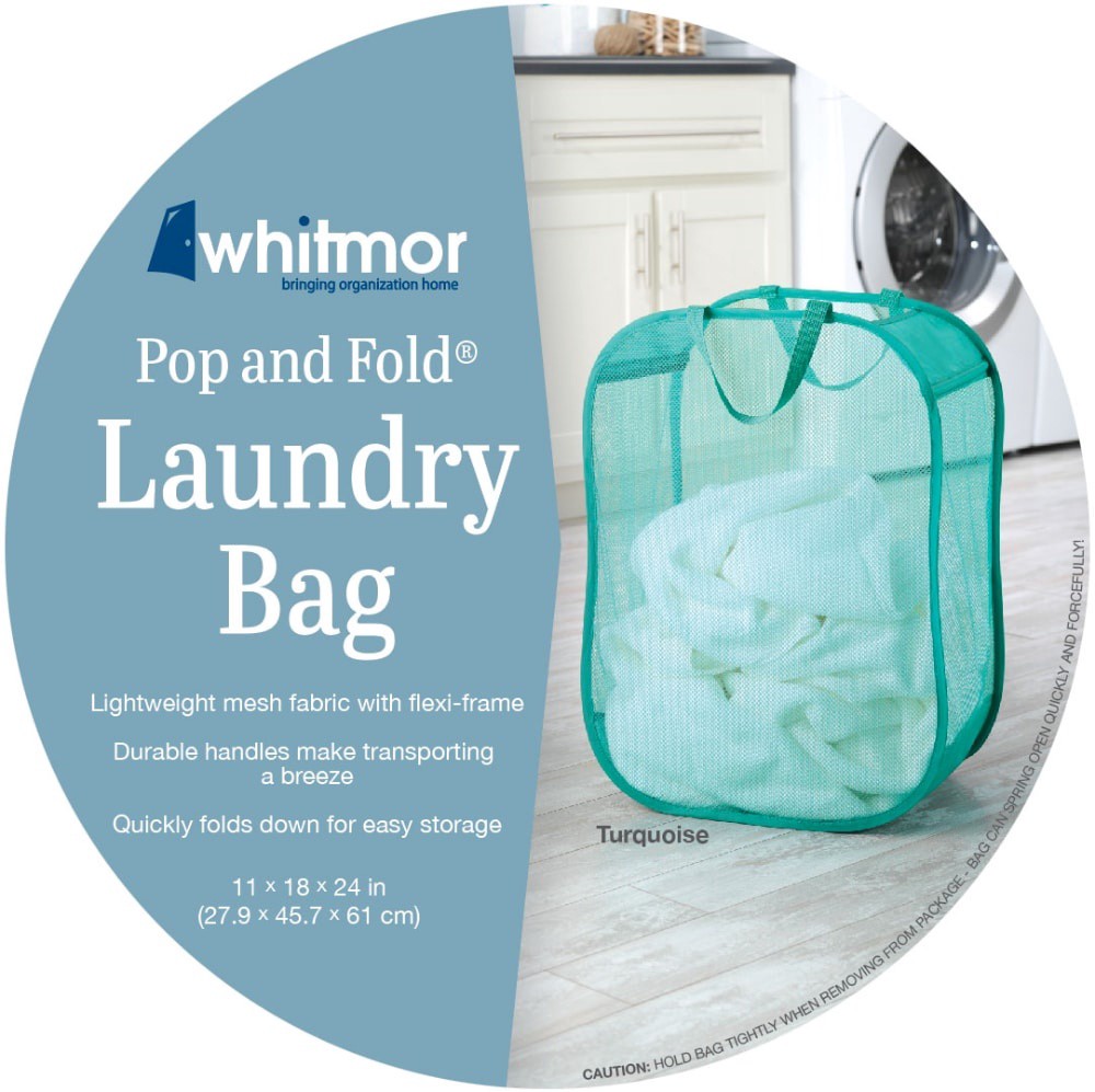 slide 1 of 2, Whitmor Pop & Fold Laundry Bag - Assorted, 1 ct