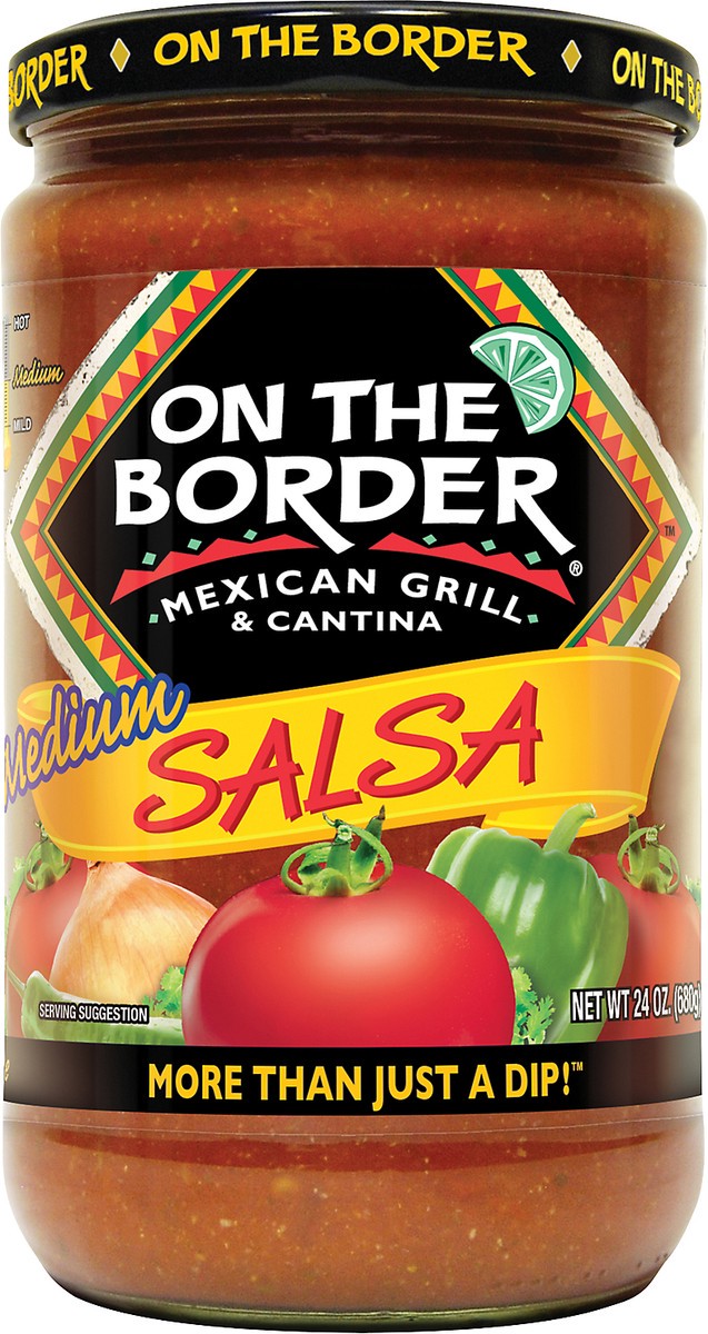 slide 4 of 10, On The Border Medium Salsa 24 oz, 24 oz