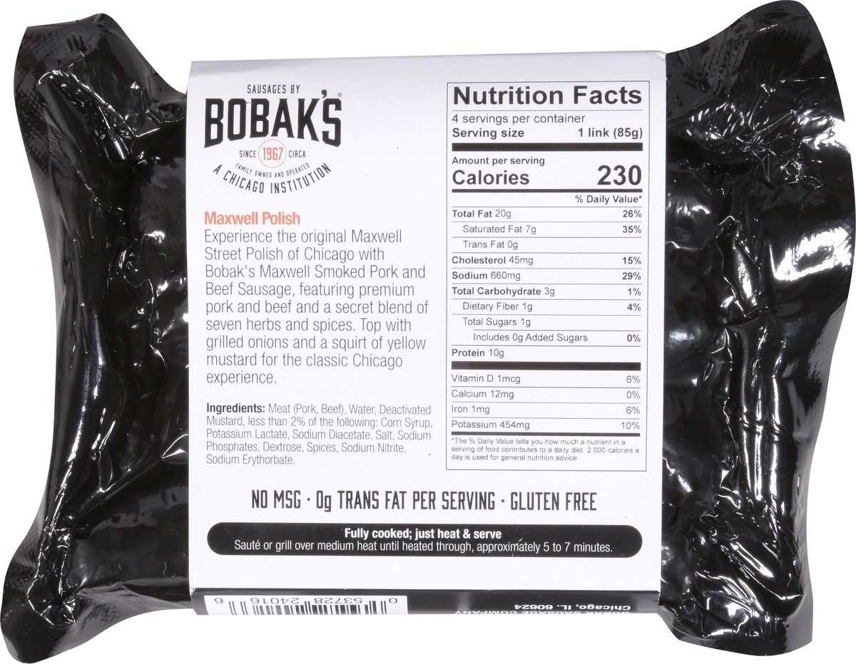 slide 4 of 13, Bobak's Smoked Maxwell Polish Sausage 12 oz, 12 oz