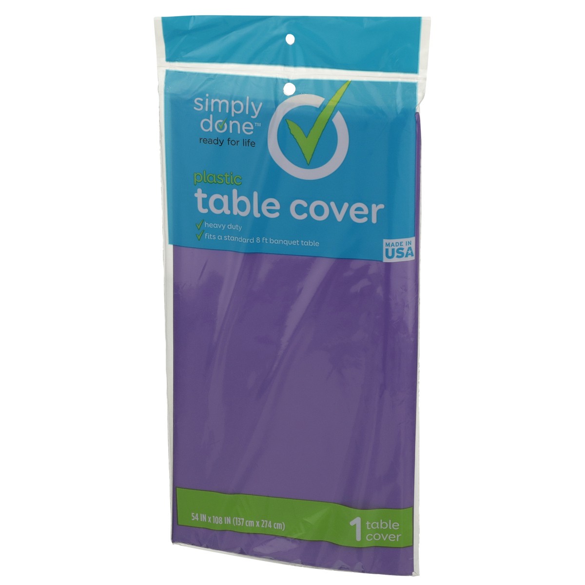 slide 2 of 8, Simply Done Purple Solid Plastic Table Cover 1 Each, 1 ct