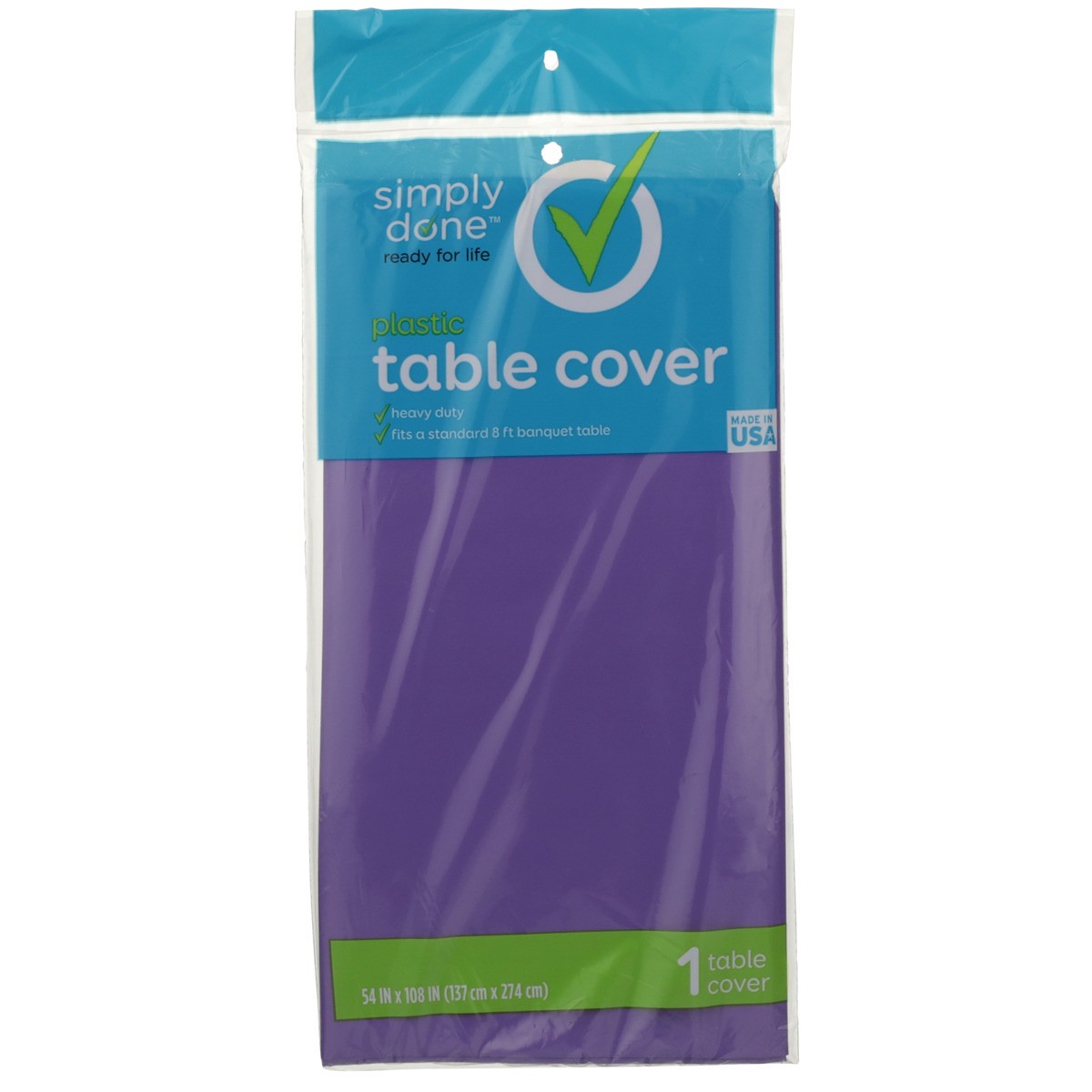 slide 8 of 8, Simply Done Purple Solid Plastic Table Cover 1 Each, 1 ct