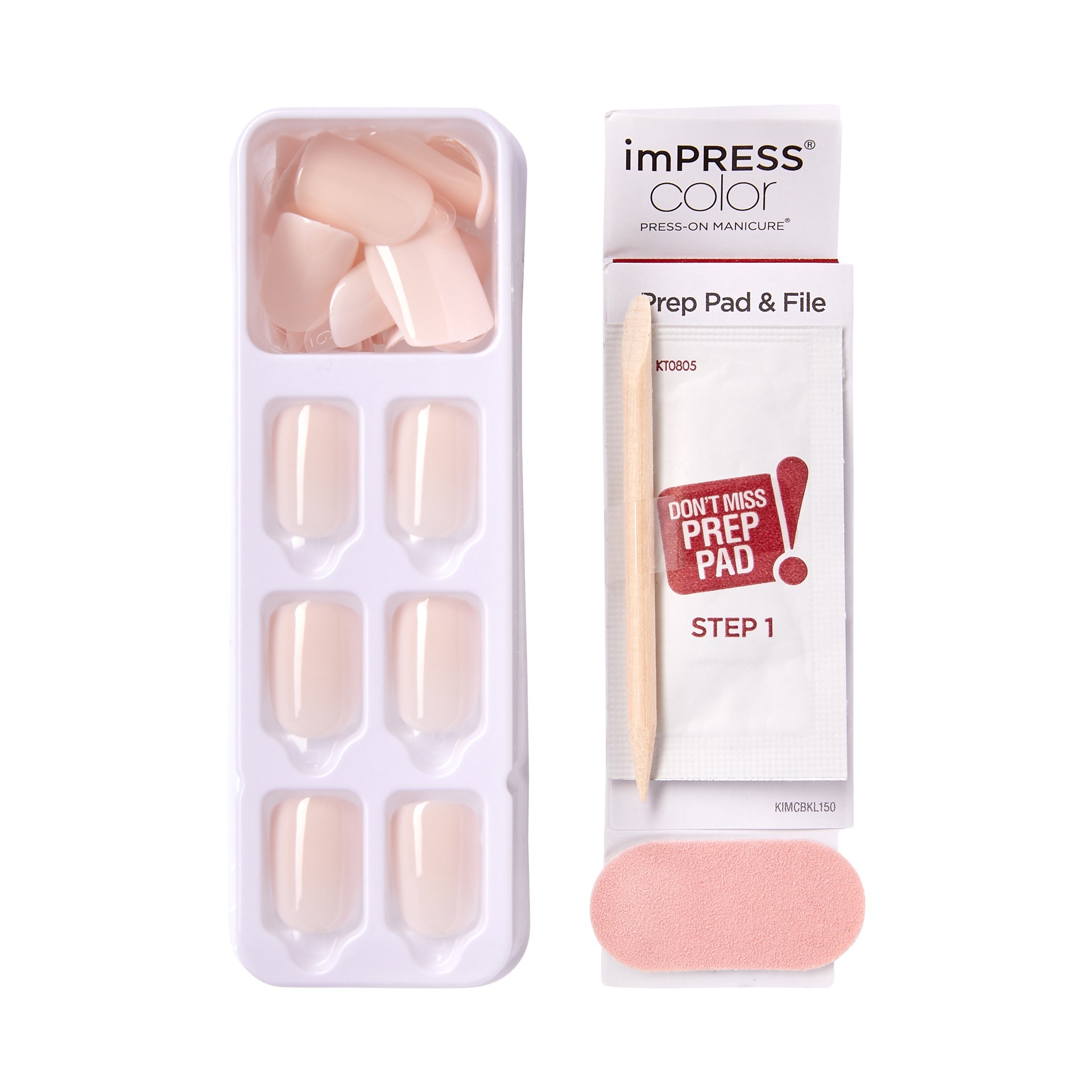 slide 3 of 5, imPRESS KISS imPRESS Color Short Square Press-On Nails, Glossy Pink, 30 Pieces, 33 ct
