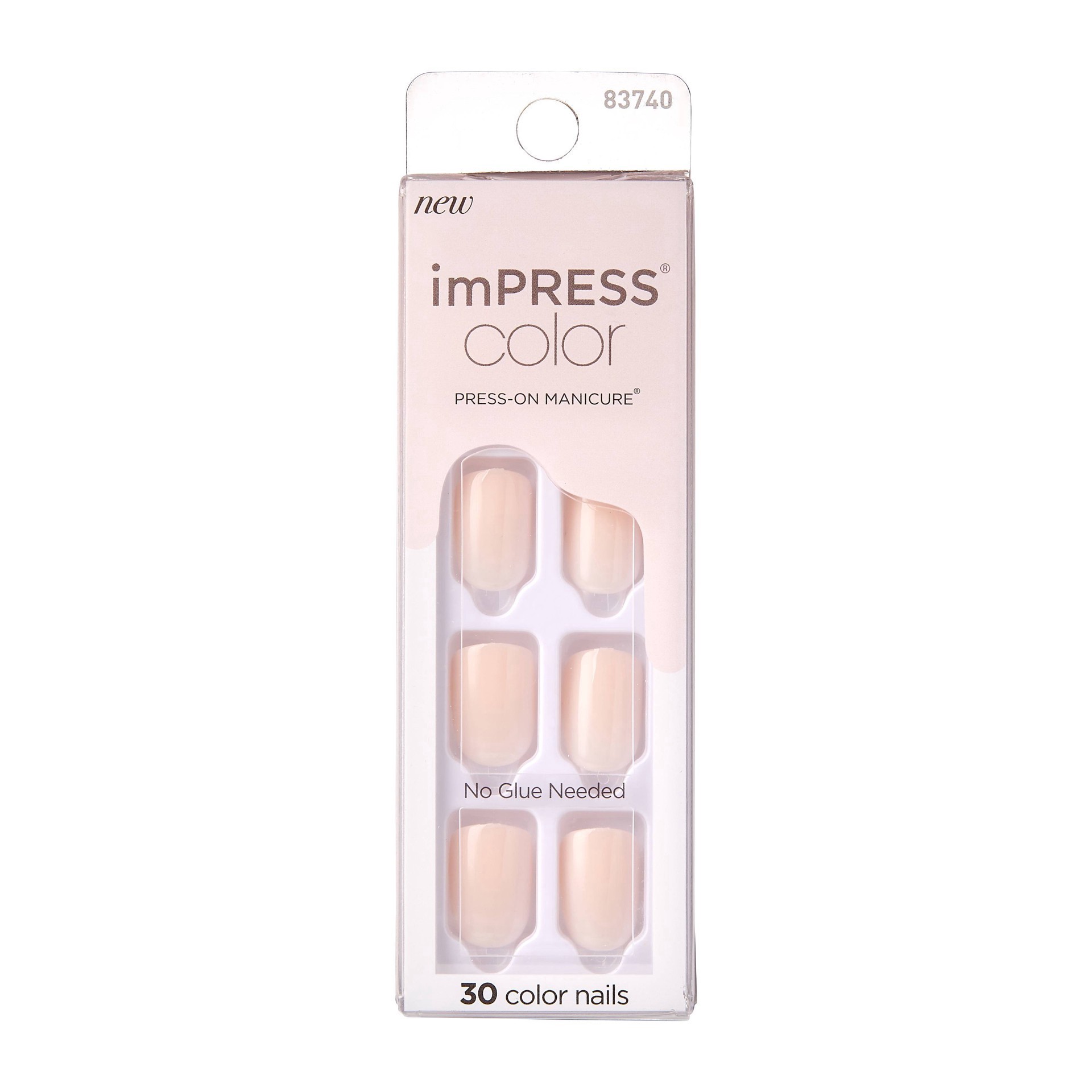 slide 1 of 5, imPRESS KISS imPRESS Color Short Square Press-On Nails, Glossy Pink, 30 Pieces, 33 ct