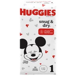 Huggies Snug & Dry Baby Diapers, Size 1 (8-14 lbs), 38 Ct