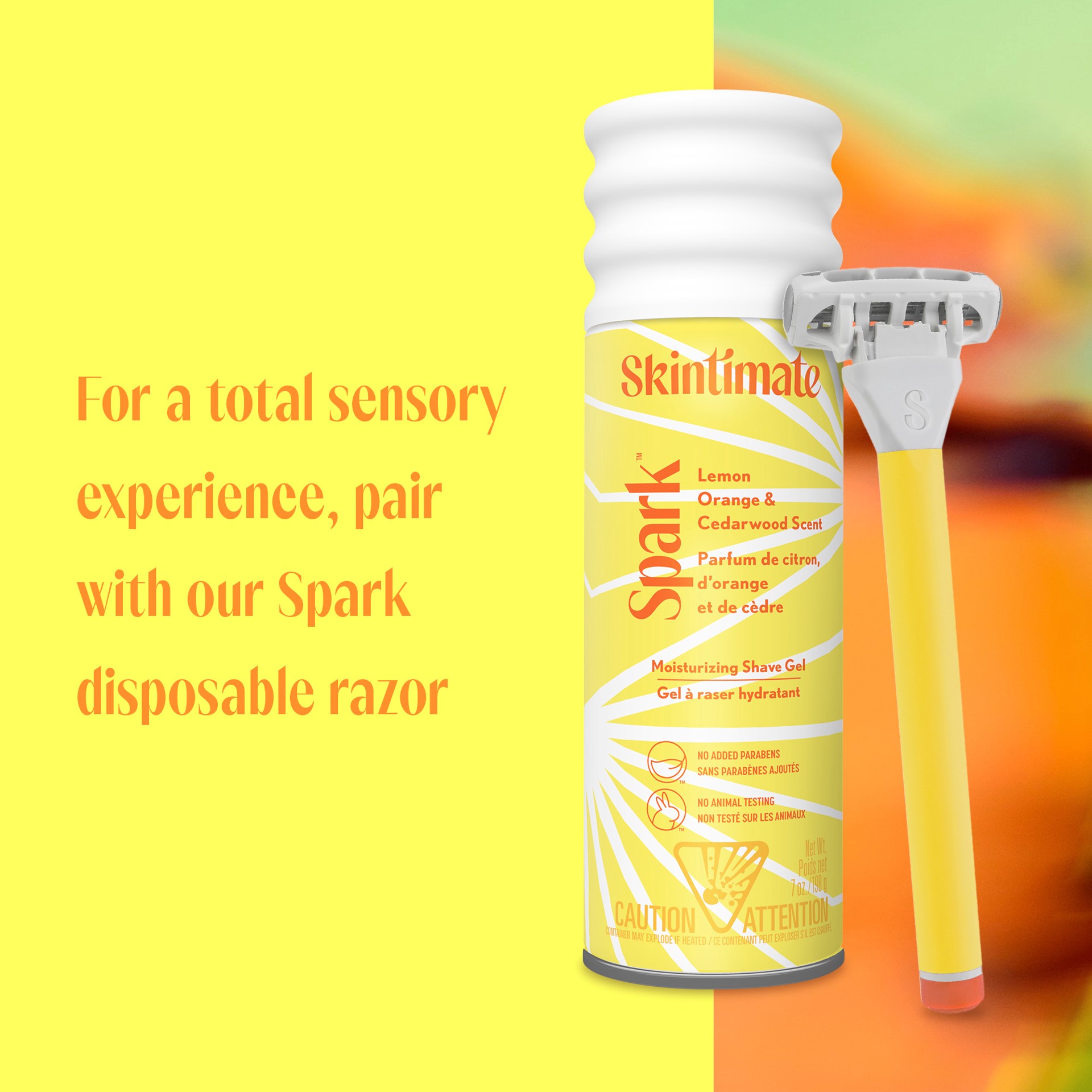 slide 7 of 7, Skintimate Spark Lemon, Orange & Cedarwood Scent Moisturizing Shave Gel 7 oz, 7 oz