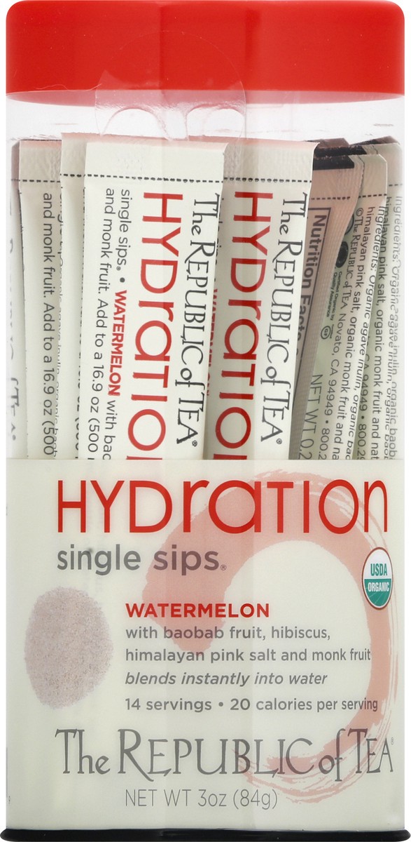 slide 8 of 9, The Republic of Tea Single Sips Watermelon Hydration - 14 oz, 14 oz