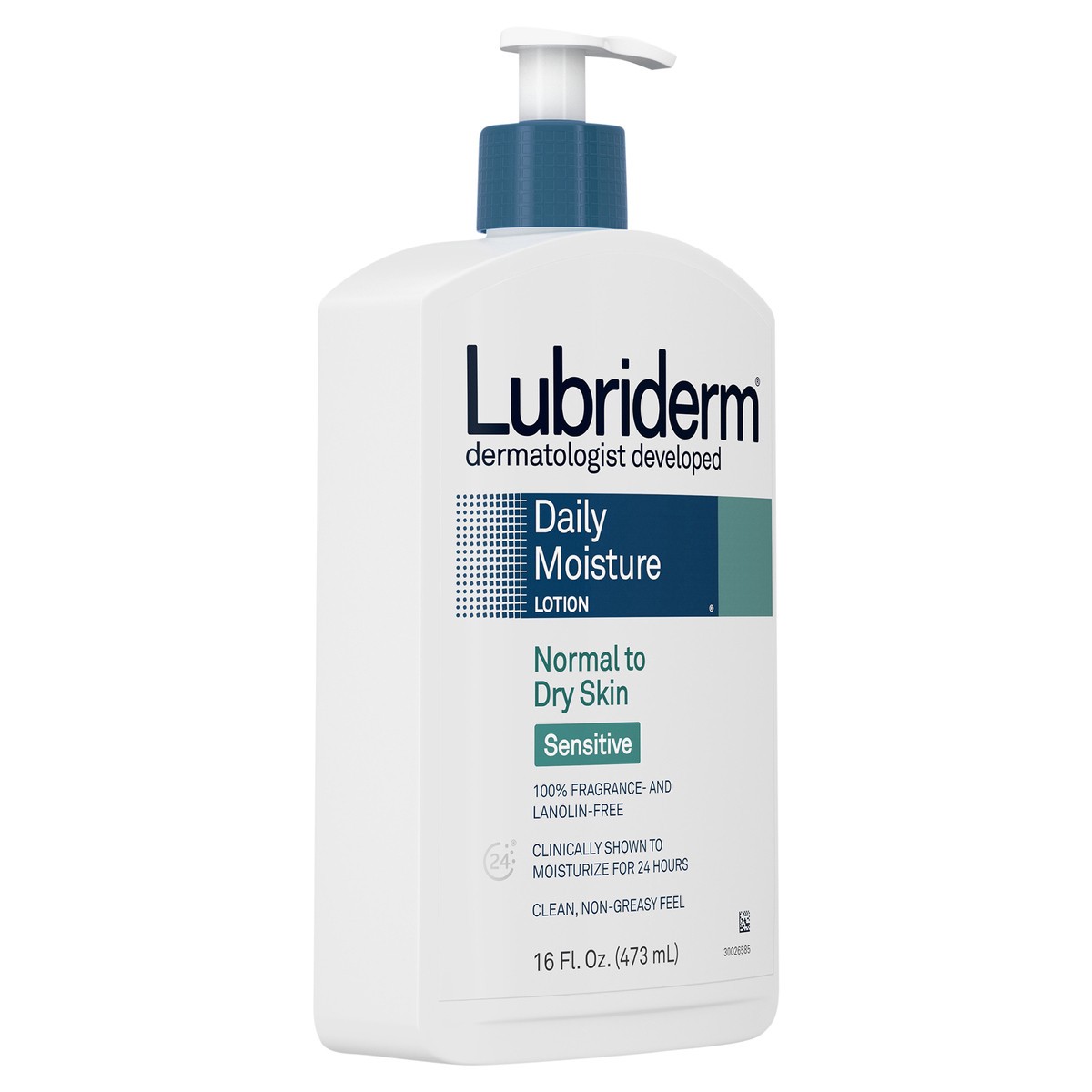 slide 2 of 7, Lubriderm Daily Moisture Hydrating Body Lotion for Sensitive, Dry Skin, Enriched with Pro-Vitamin B5, Dye- and Lanolin-Free, Unscented and Non-Greasy For Sensitive Skin Comfort, 16 fl. oz, 16 fl oz