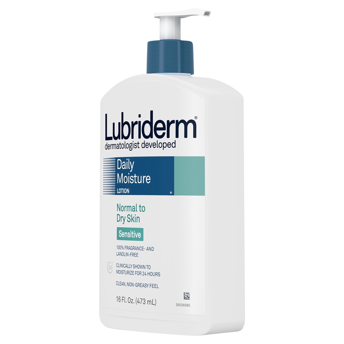 slide 3 of 7, Lubriderm Daily Moisture Hydrating Body Lotion for Sensitive, Dry Skin, Enriched with Pro-Vitamin B5, Dye- and Lanolin-Free, Unscented and Non-Greasy For Sensitive Skin Comfort, 16 fl. oz, 16 fl oz