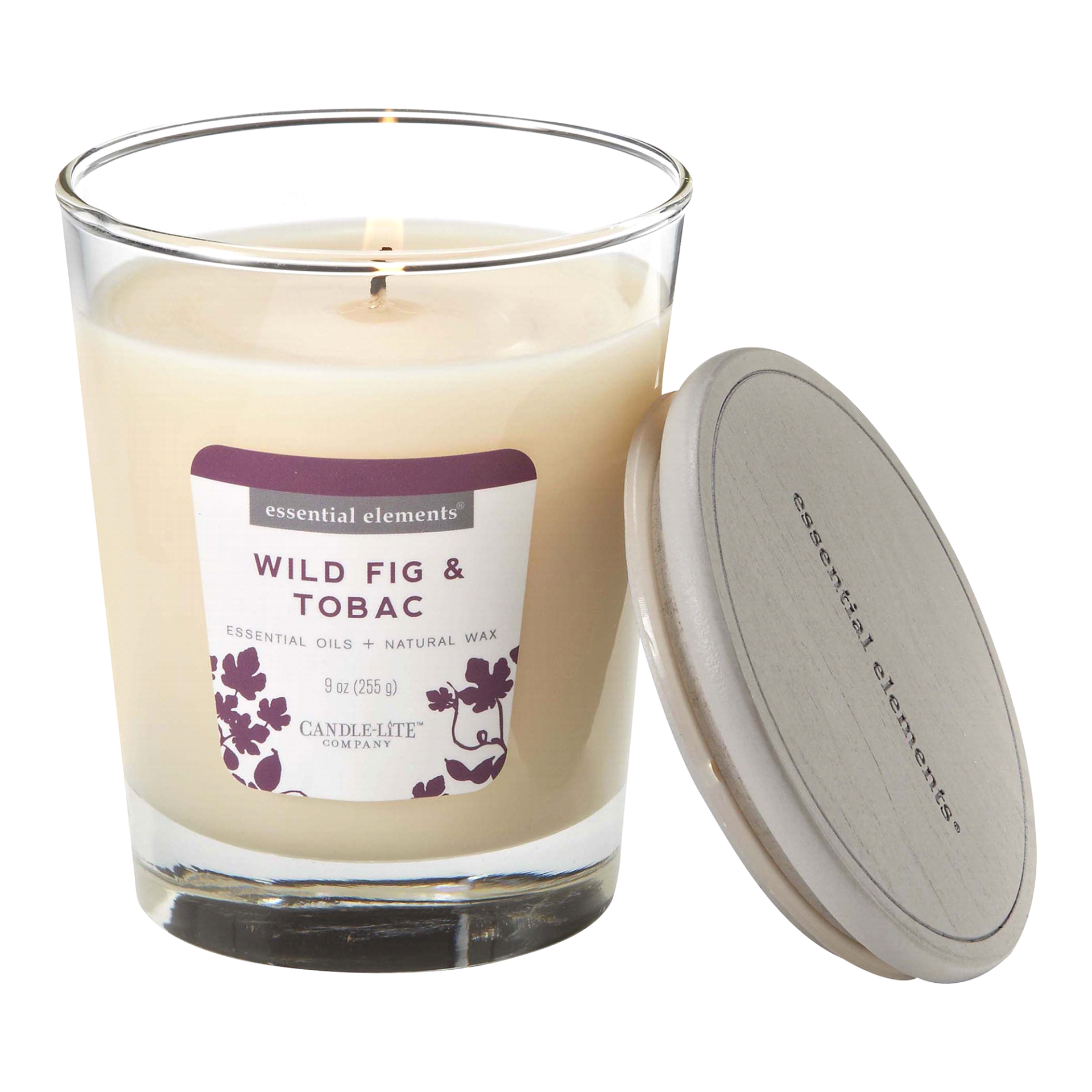 slide 1 of 1, Essential Elements Candle-Lite Essential Elements Wild Fig And Tobac Glass Jar Candle, 9 oz