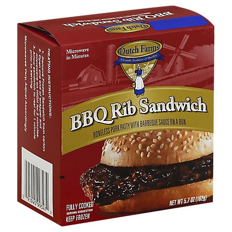 slide 1 of 1, Dutch Farms Bbq Rib Sandwich, 5 oz