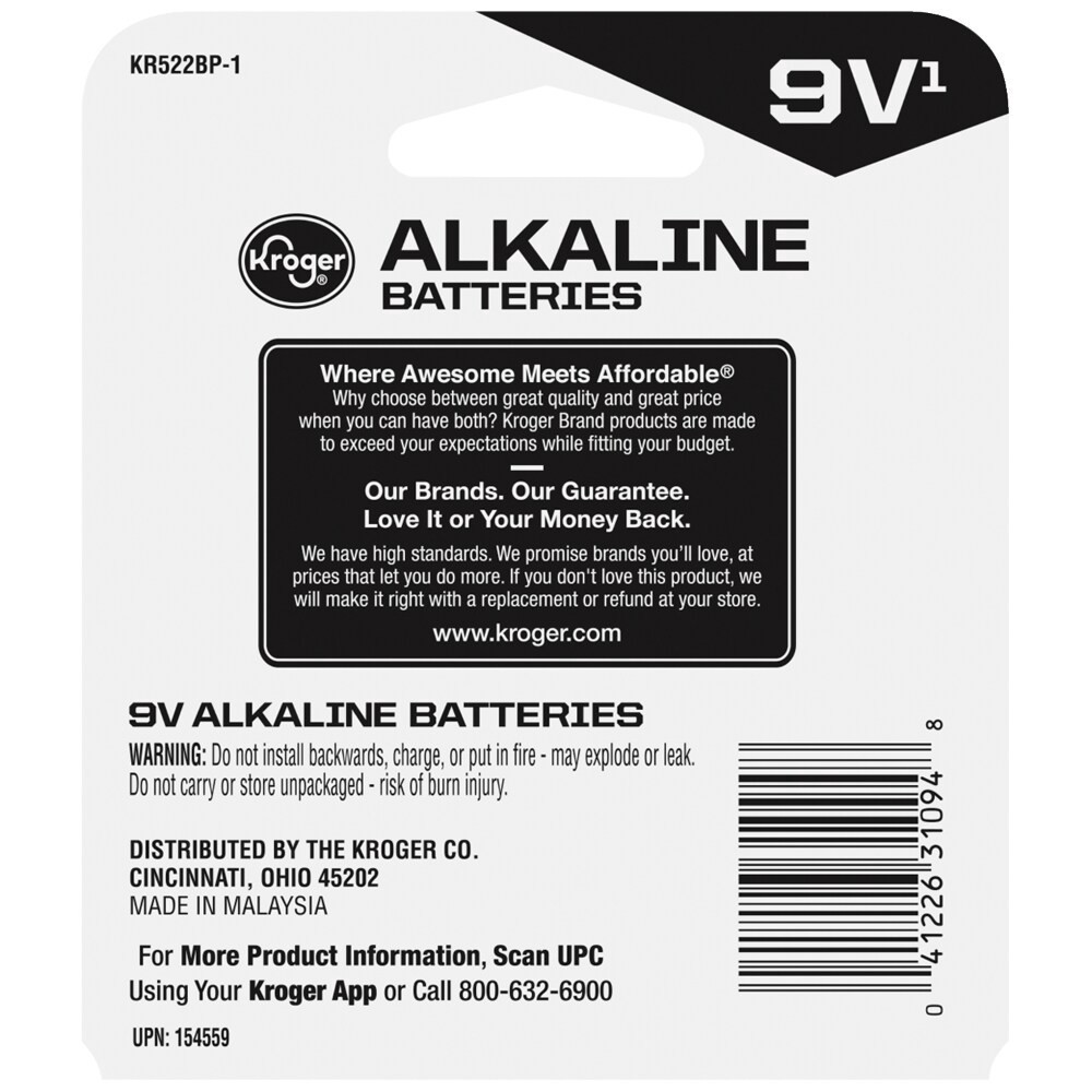 slide 2 of 2, Kroger 9-Volt Alkaline Battery, 1 ct