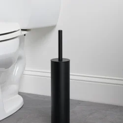 Zenna Home Extra Slim Toilet Bowl Brush Holder, Matte Black