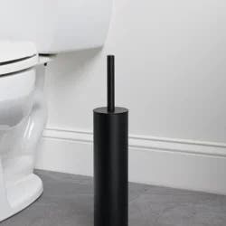 Zenna Home Extra Slim Toilet Bowl Brush Holder, Matte Black