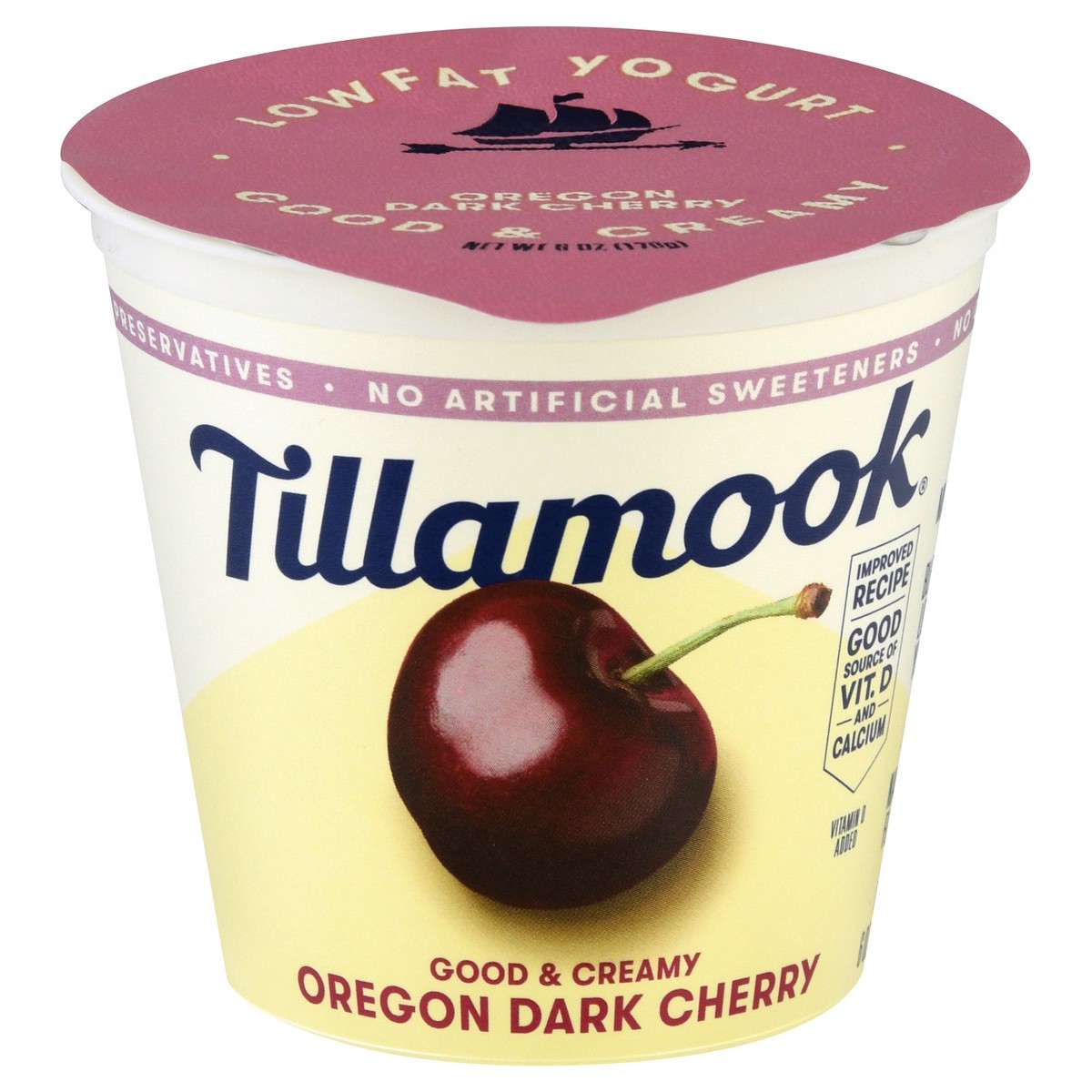 slide 1 of 4, Tillamook Oregon Dark Cherry Low-Fat Yogurt, 6oz, 170 g