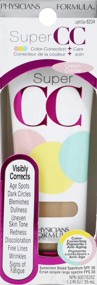 slide 8 of 9, Physicians Formula Super Cc+ Color-Correction + Care Cream Spf 30, Light, 1 ct