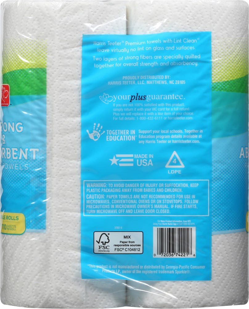 slide 4 of 4, Harris Teeter Strong & Absorbent Paper Towels Double Rolls, 2 ct