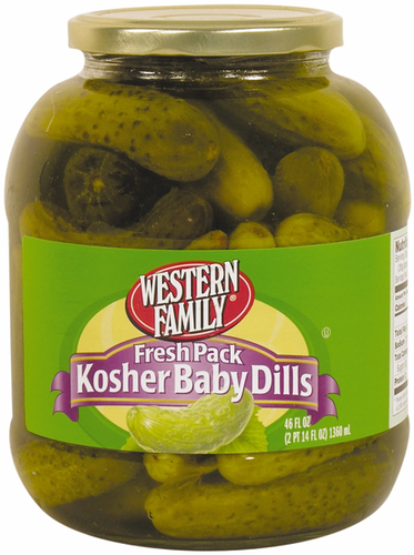 slide 1 of 1, Western Family Dill Wh Baby Kosher, 46 oz